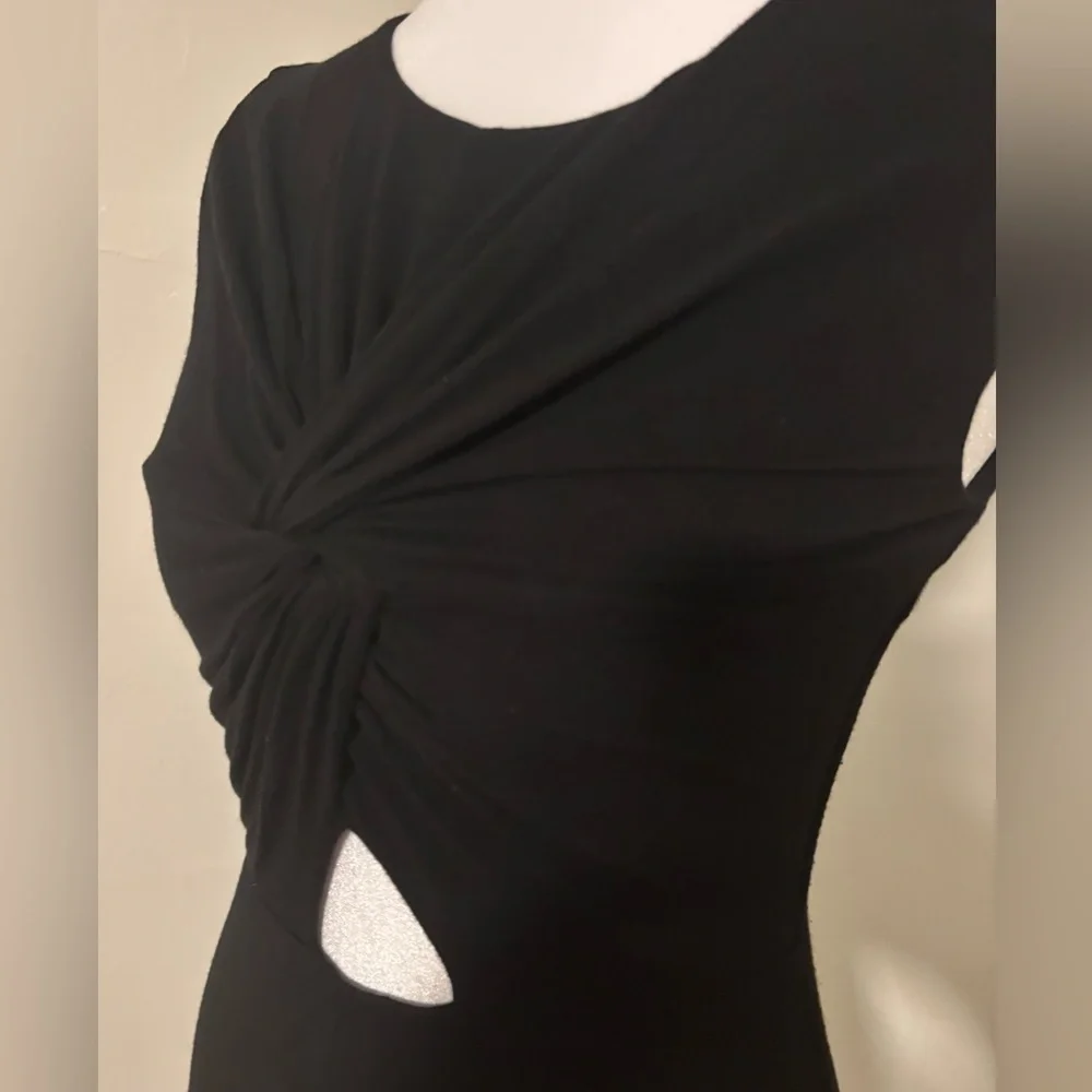 🌸 Bailey/44 Women's Small Black Fit Flare Knot Midi Dress Sleeveless